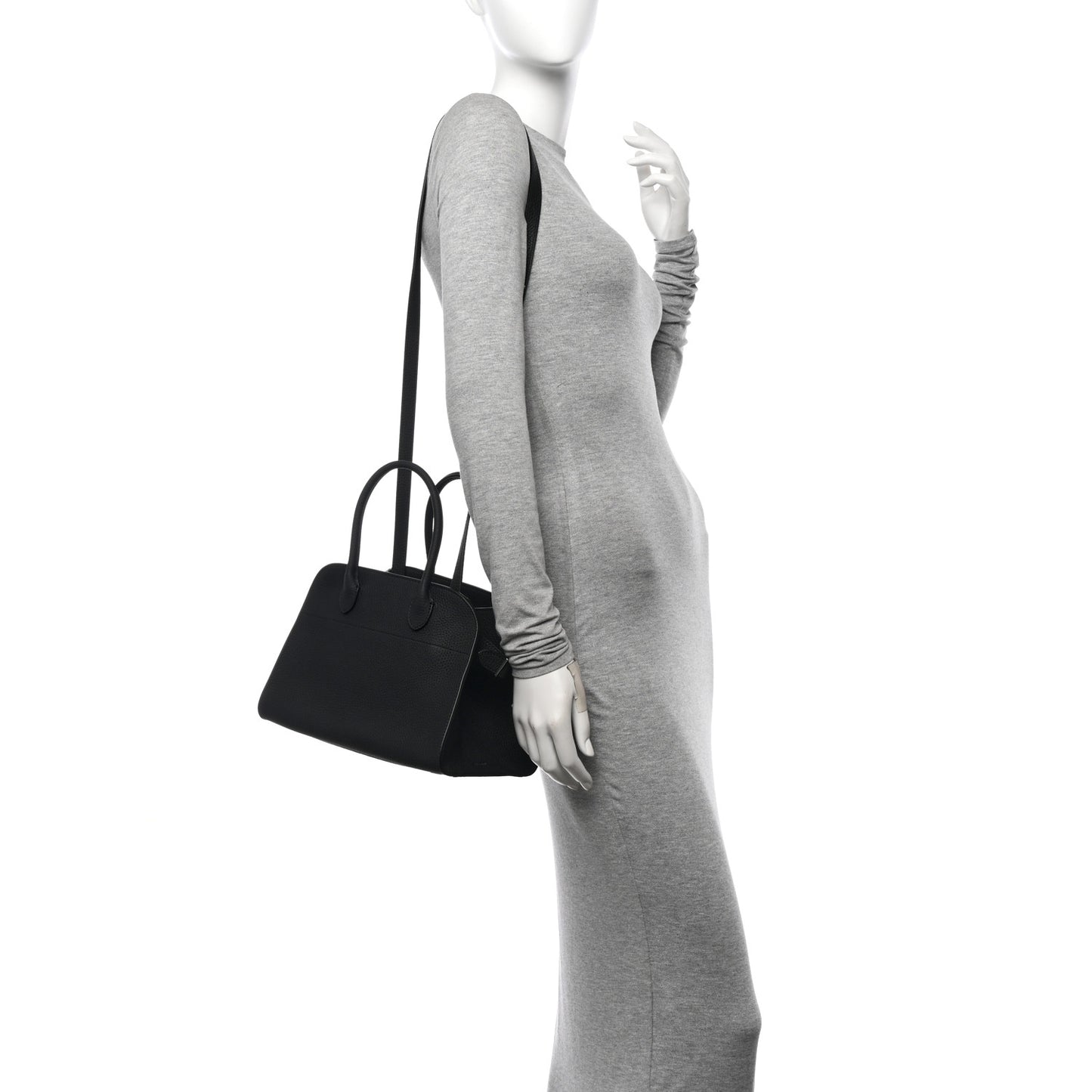 Grained Calfskin Soft Margaux 10 Bag Black