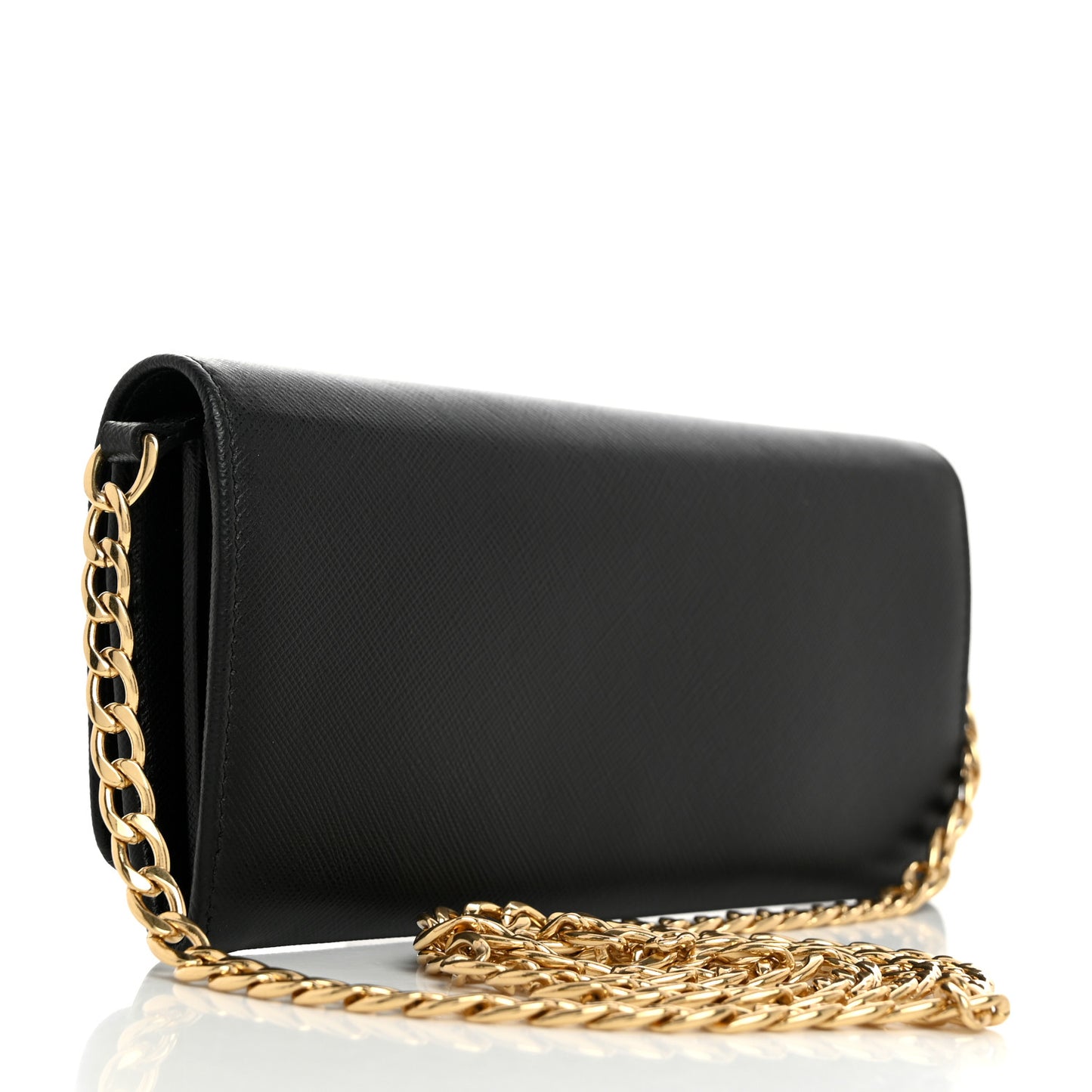 Saffiano Lux Chain Wallet Black