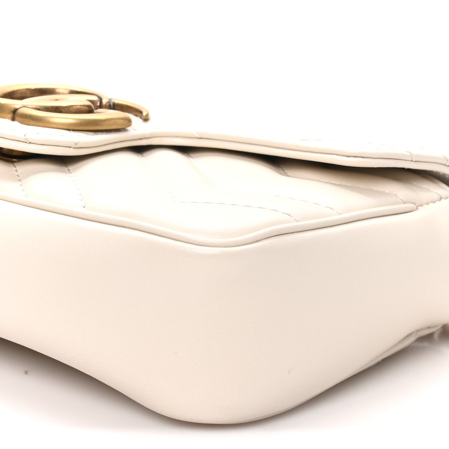 Gucci Calfskin Matelasse Super Mini GG Marmont Shoulder Bag White 10 of 11