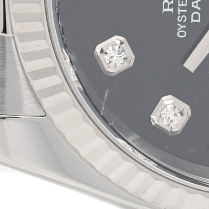 Rolex Stainless Steel 18K White Gold Diamond 36mm Oyster Perpetual Datejust Watch Black 116234 5 of 6