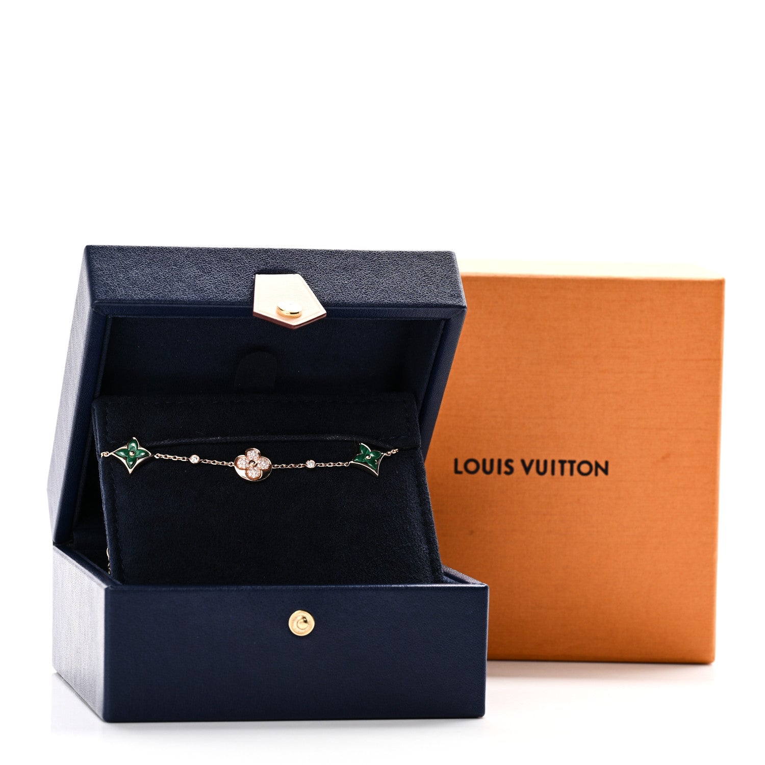 Louis Vuitton 18K Pink Gold Diamond Malachite Color Blossom BB Star and Sun Multi-Motif Bracelet 4 of 4