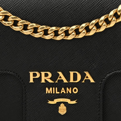 Prada Saffiano Flap Shoulder Bag Black 8 of 10