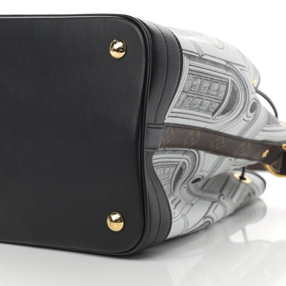Louis Vuitton X FORNASETTI Calfskin Architettura Noe MM Black White 9 of 12
