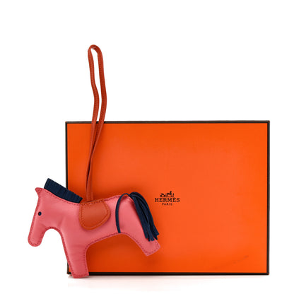 Hermes Milo Lambskin Grigri Rodeo Bag Charm MM Rose Azalee Cornaline Bleu De Malte 4 of 4