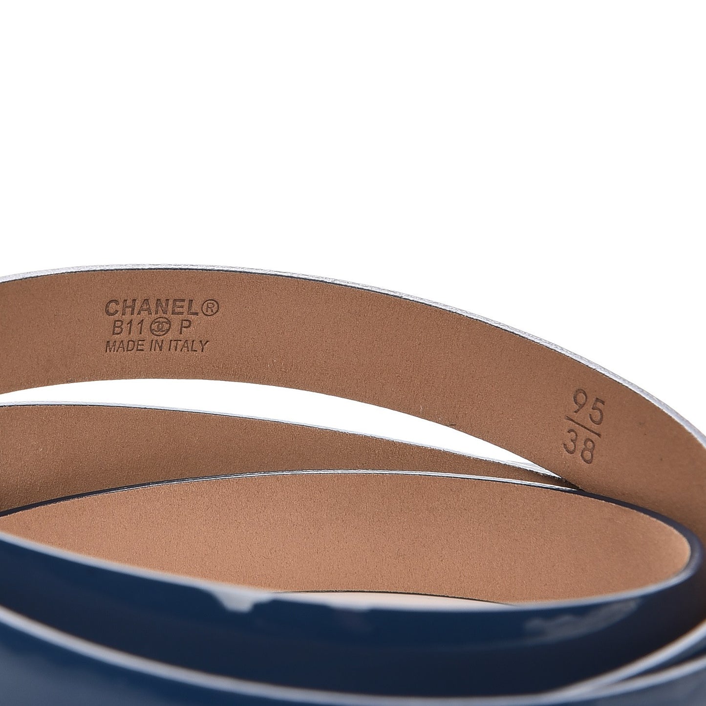 Patent CC Logo Skinny Belt 95 38 Blue