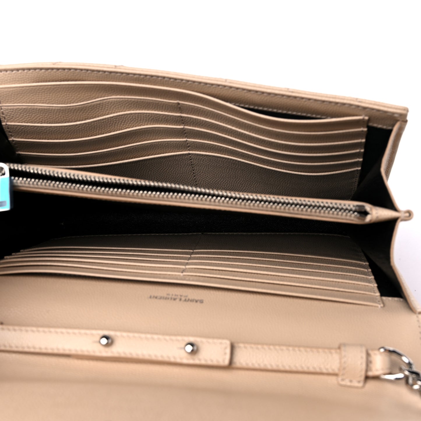 Grain De Poudre Matelasse Chevron Monogram Chain Wallet Nude Powder
