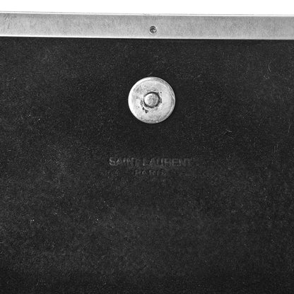 Saint Laurent Metallic Calfskin Lizard Printed Lutetia Flap Clutch Silver 7 of 8