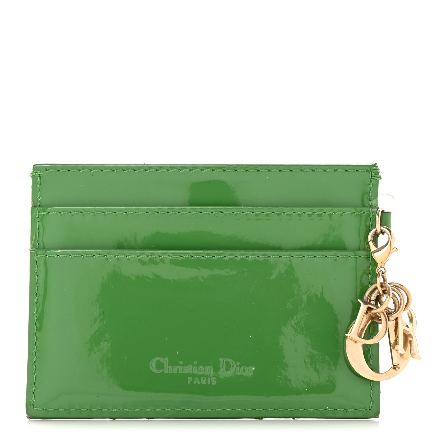 Christian Dior Patent Cannage Lady Dior Card Holder Green 1 of 8