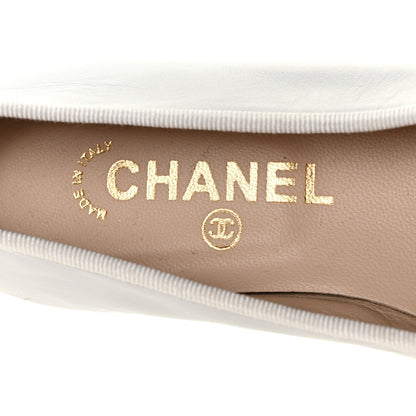 Chanel Lambskin CC Cap Toe Ballerina Flats 37 White Black 7 of 8