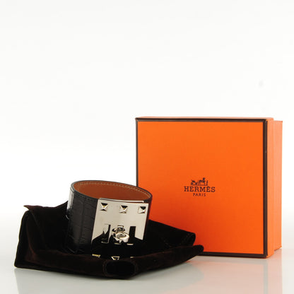 Hermes Matte Alligator Kelly Extreme S Bracelet Black 4 of 10