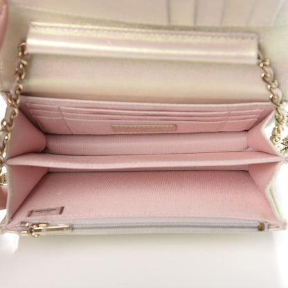 Chanel Iridescent Lambskin Quilted Mini Wallet On Chain WOC Ivory 5 of 11