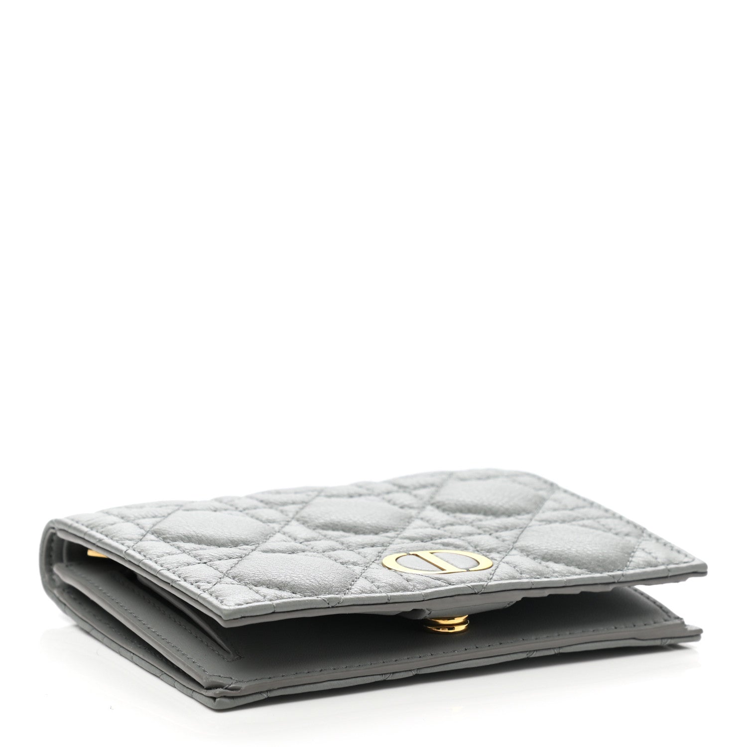 Christian Dior Supple Calfskin Cannage Caro Slim Wallet Grey 4 of 8