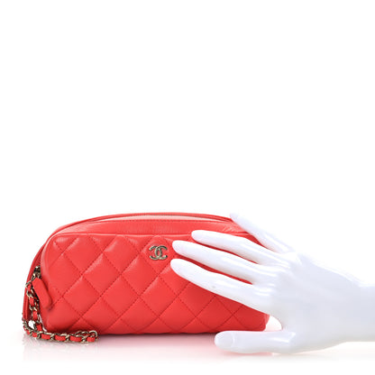 Chanel Caviar Quilted Double Zip Pouch Cosmetic Case Coral 2 of 14