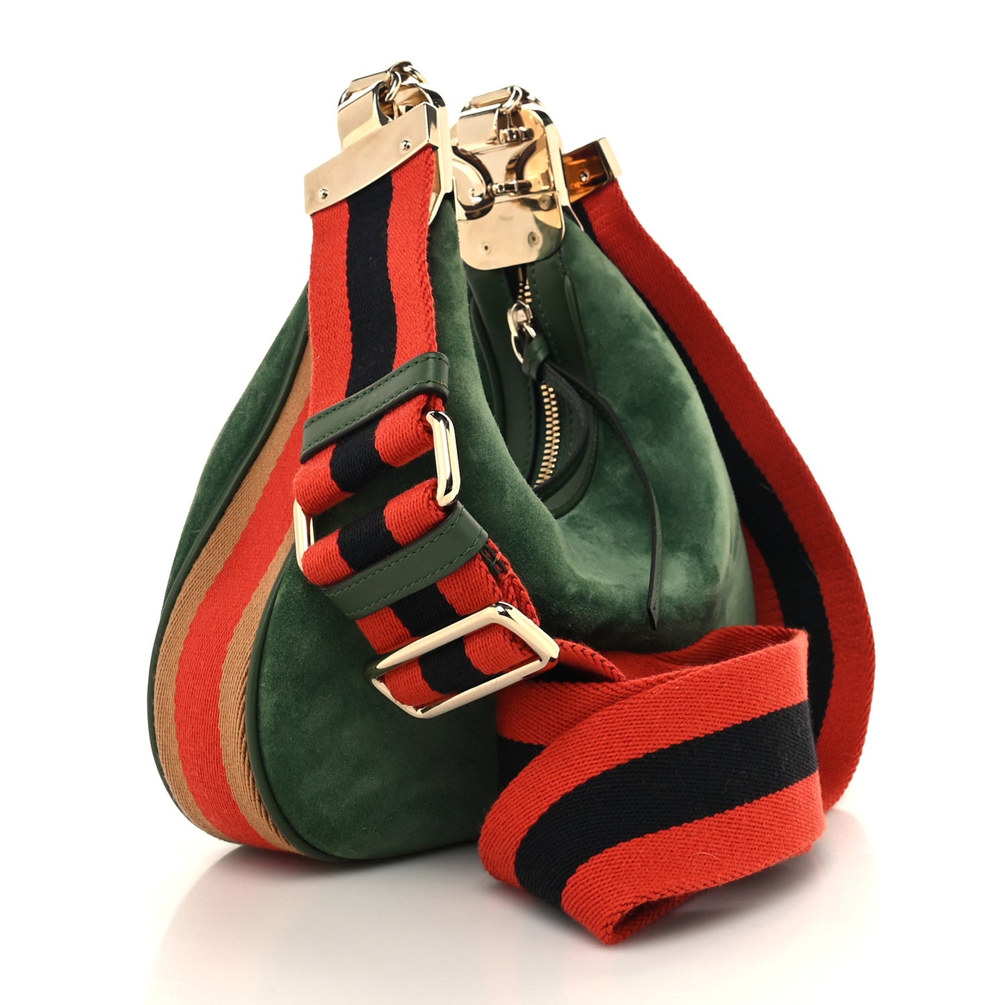 Suede Web Small Attache Shoulder Bag Cactus Green