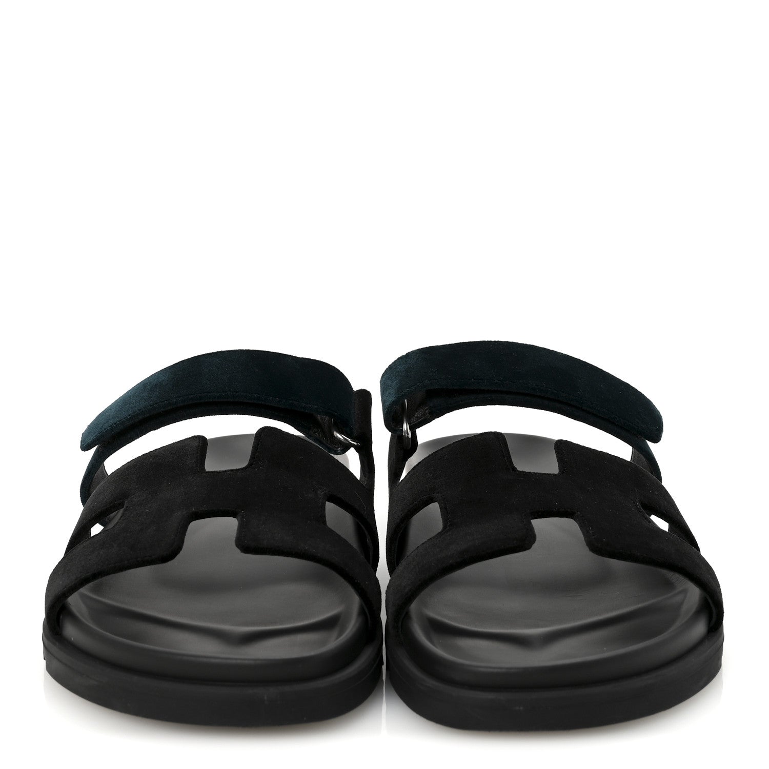 Hermes Velvet Womens Chypre Sandals 41 Black Vert Mousse 3 of 9