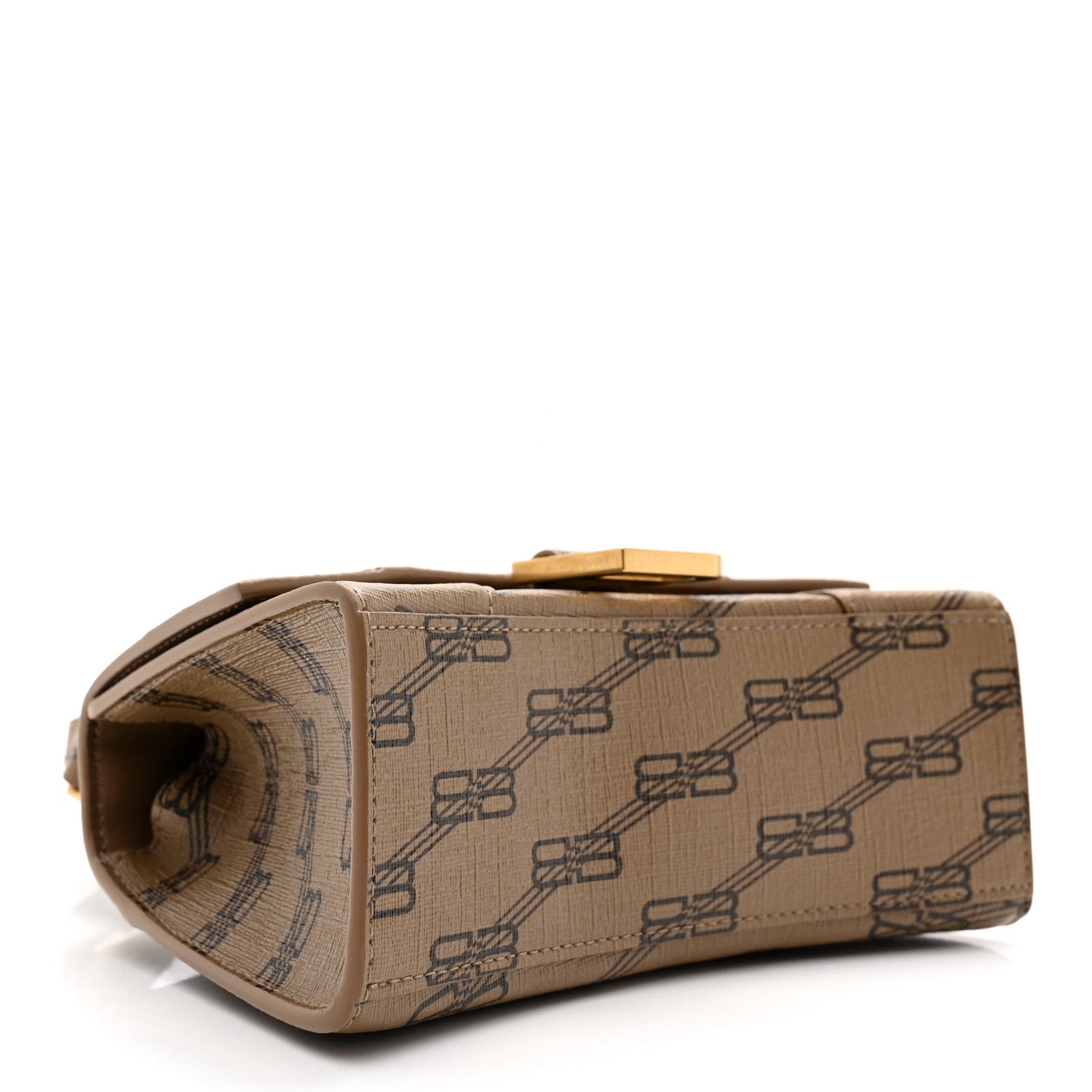 Balenciaga Coated Canvas BB Monogram Hourglass Top Handle Bag XS Beige Brown 4 of 8