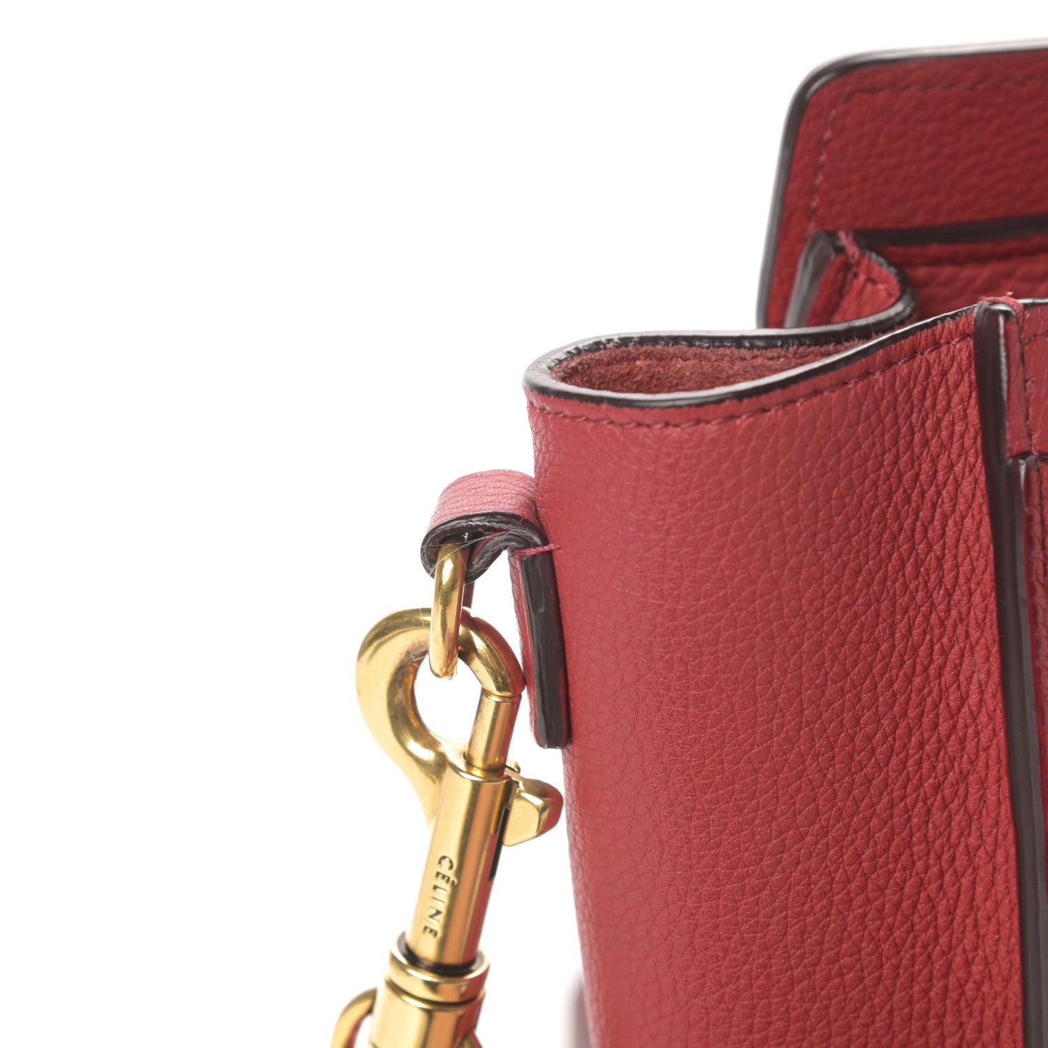 Celine Drummed Calfskin Nano Luggage Red 16 of 16