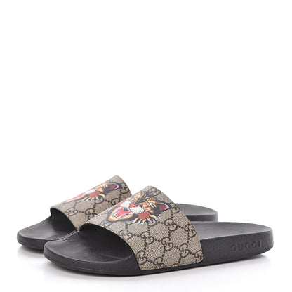 Gucci GG Supreme Monogram Angry Cat Slide Sandals 38 Black Multicolor 3 of 9