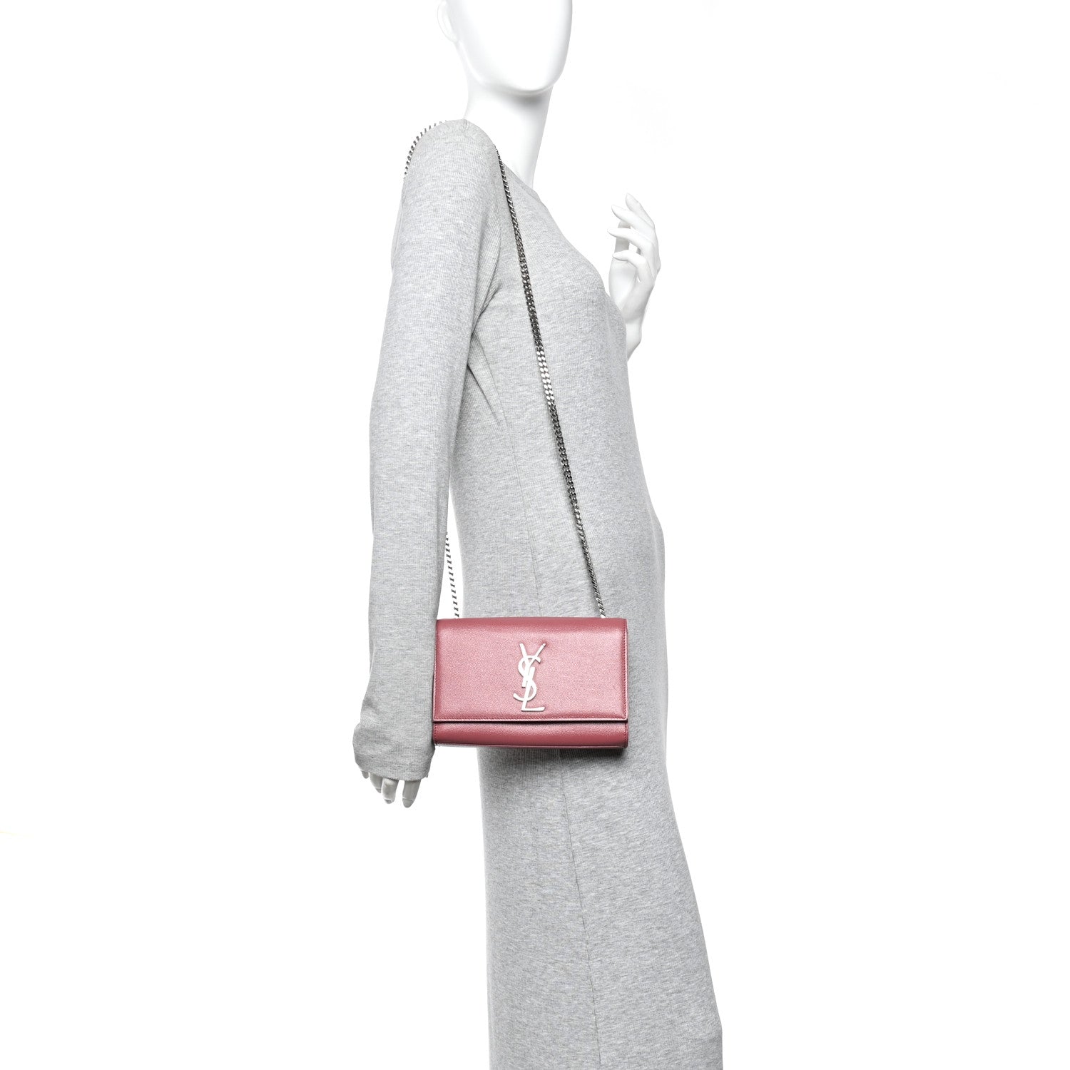 Saint Laurent Grain De Poudre Small Classic Monogram Kate Satchel Mystic Rose 2 of 14