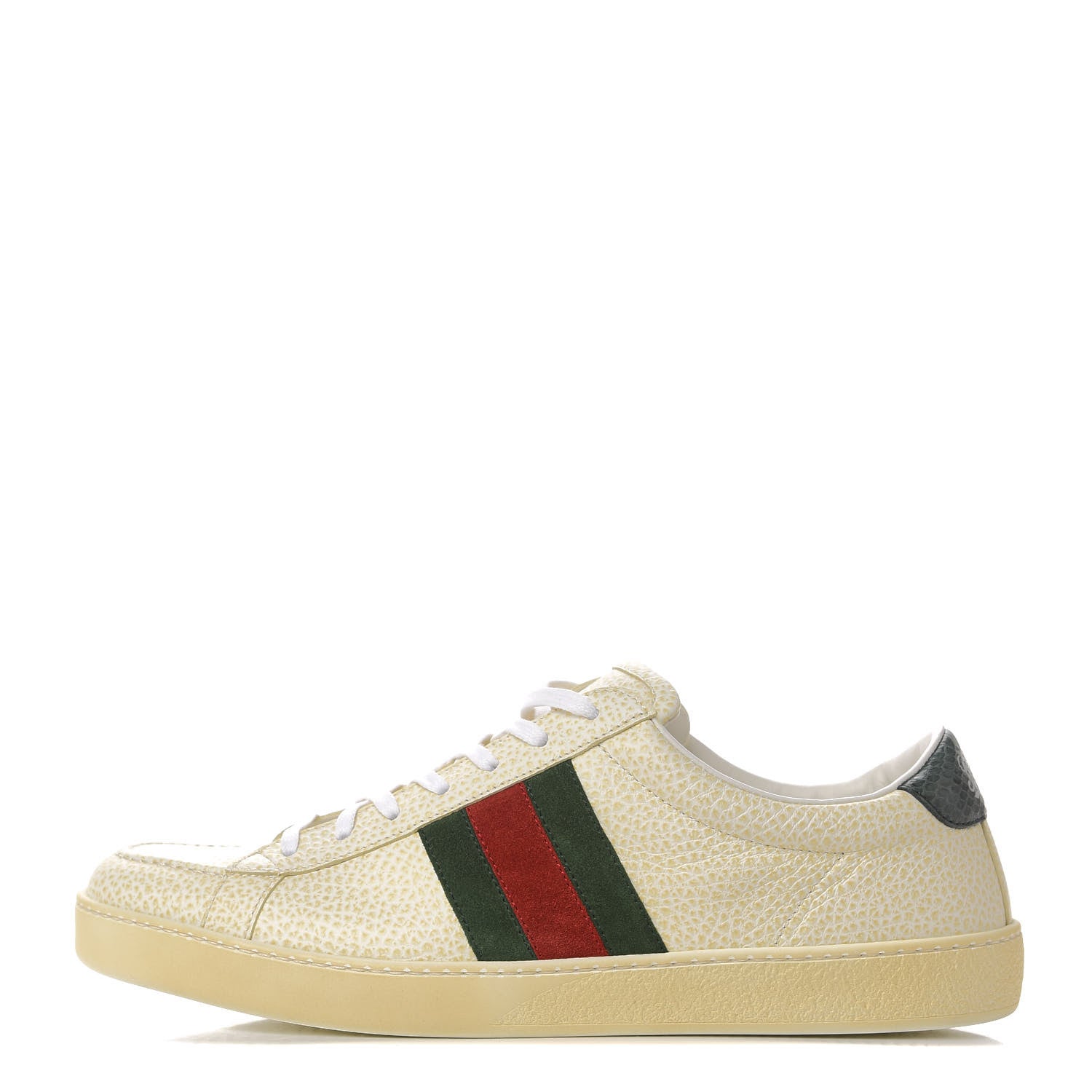 Gucci Grained Calfskin Ayers Mens Ace Sneakers 9.5 White Verde Rosso 1 of 10