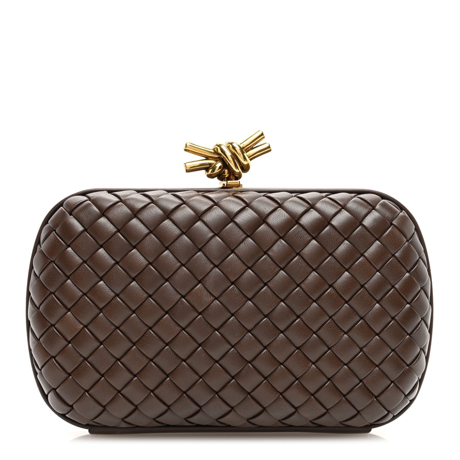 Bottega Veneta Nappa Intrecciato Knot Clutch Madder Brown 1 of 9