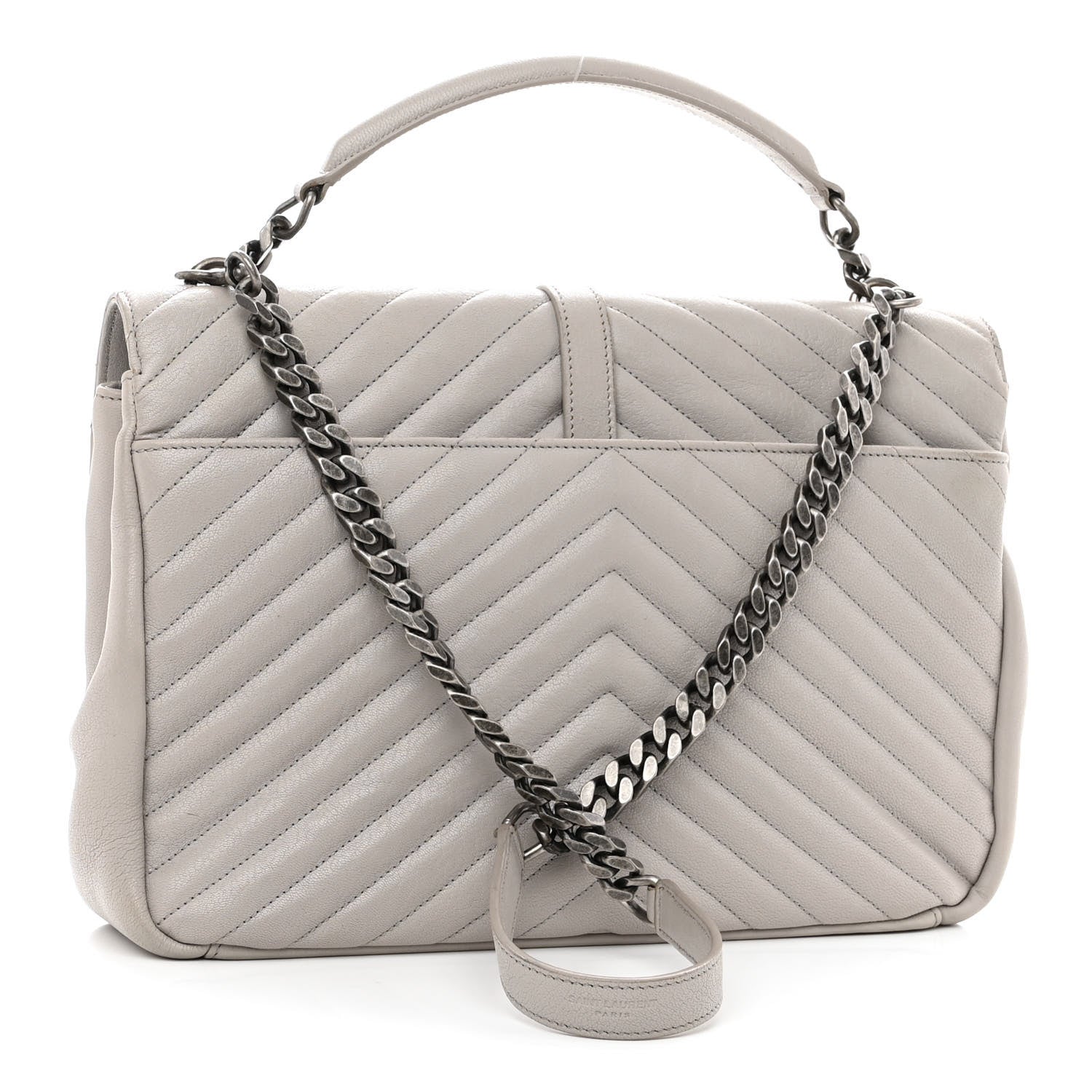 Saint Laurent Sheepskin Matelasse Large Monogram College Satchel Light Grey 3 of 12