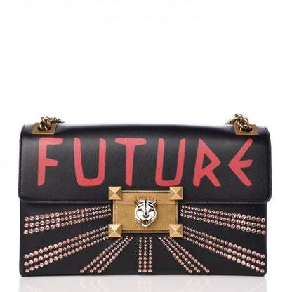 Gucci Calfskin Crystal Embellished Future Shoulder Bag Black 3 of 8