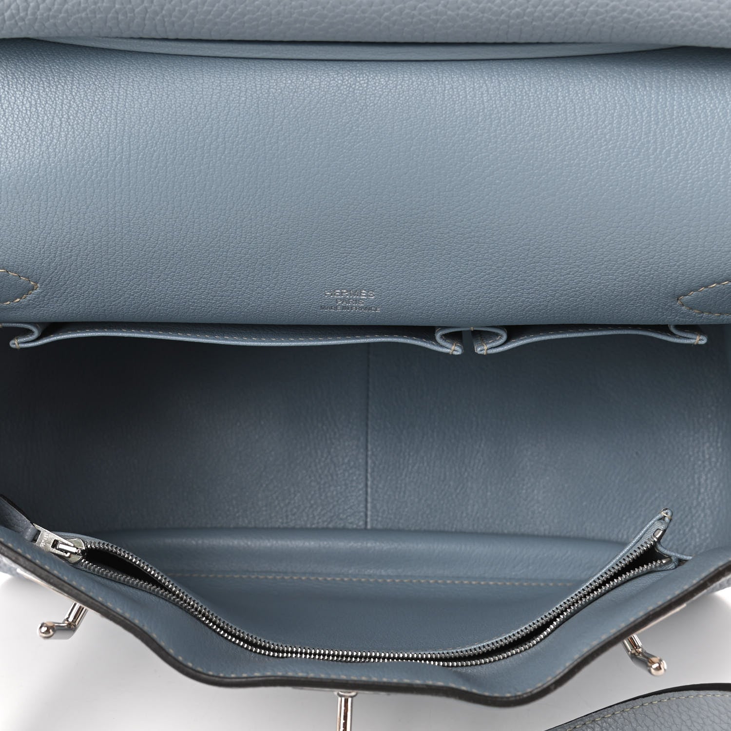 Hermes Taurillon Clemence Jypsiere 34 Bleu Lin 4 of 4