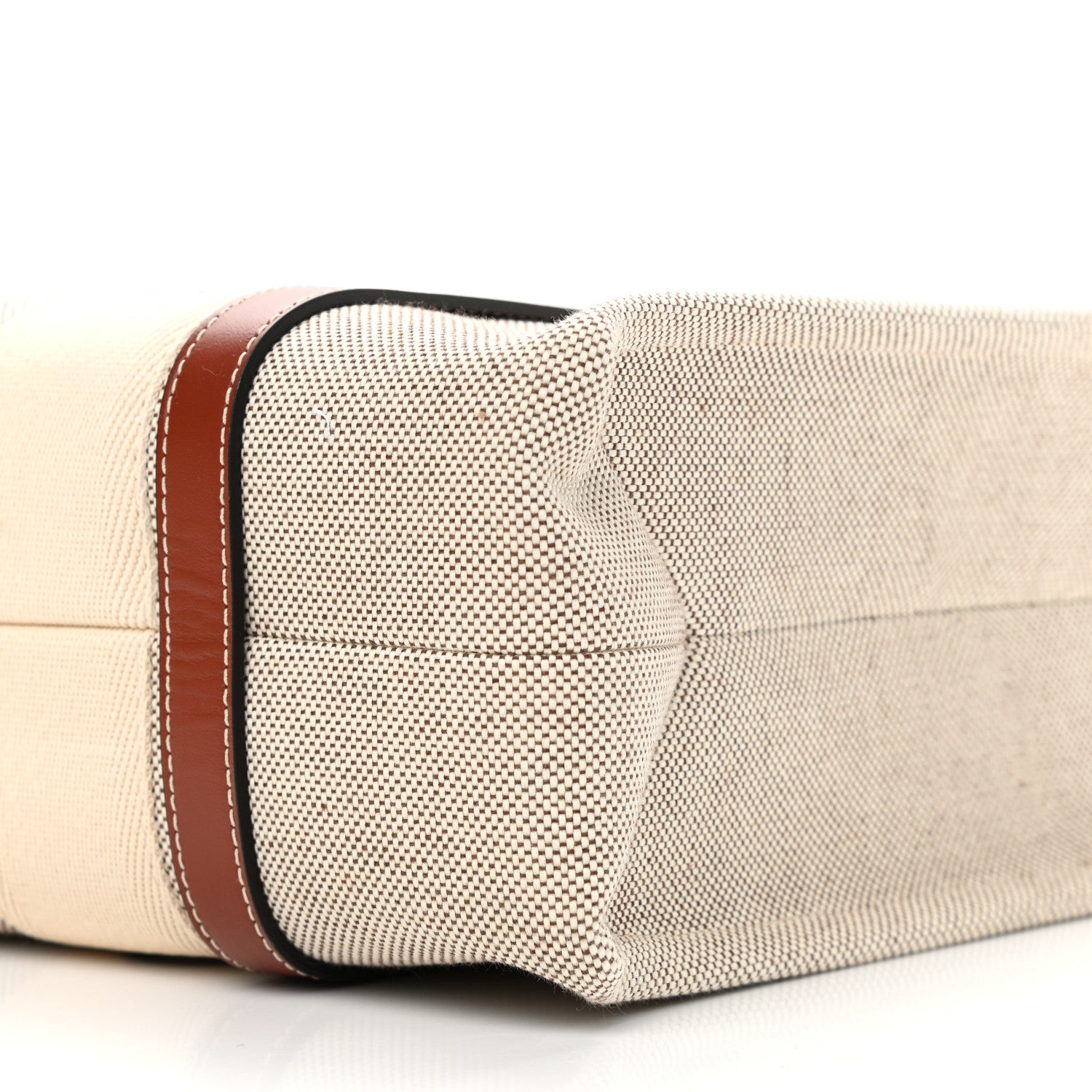 Chloe Cotton Calfskin Medium Woody Ribbon Tote White Brown 10 of 11