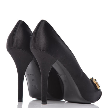 Louis Vuitton Satin Athen Peep Toe Pumps 38 Black 4 of 10
