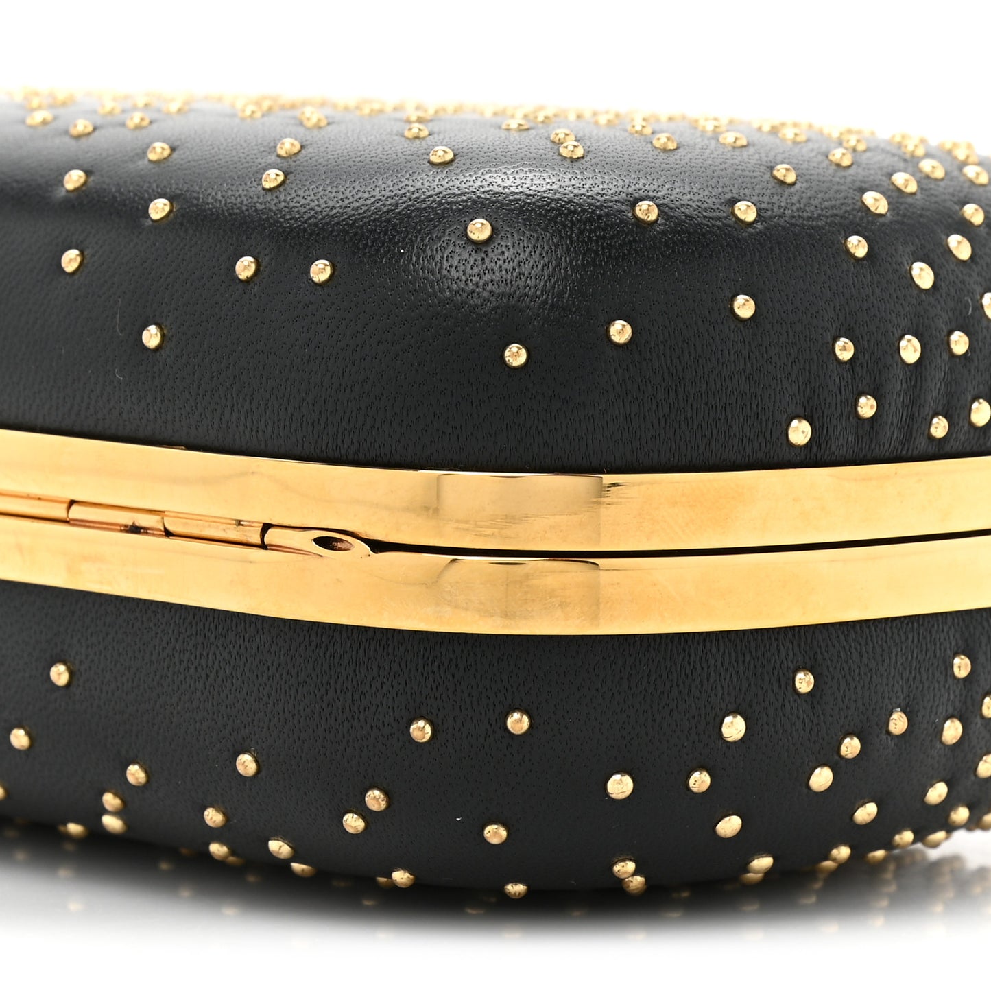 Crystal Nappa Queen and King Skull Box Chain Clutch Black Gold