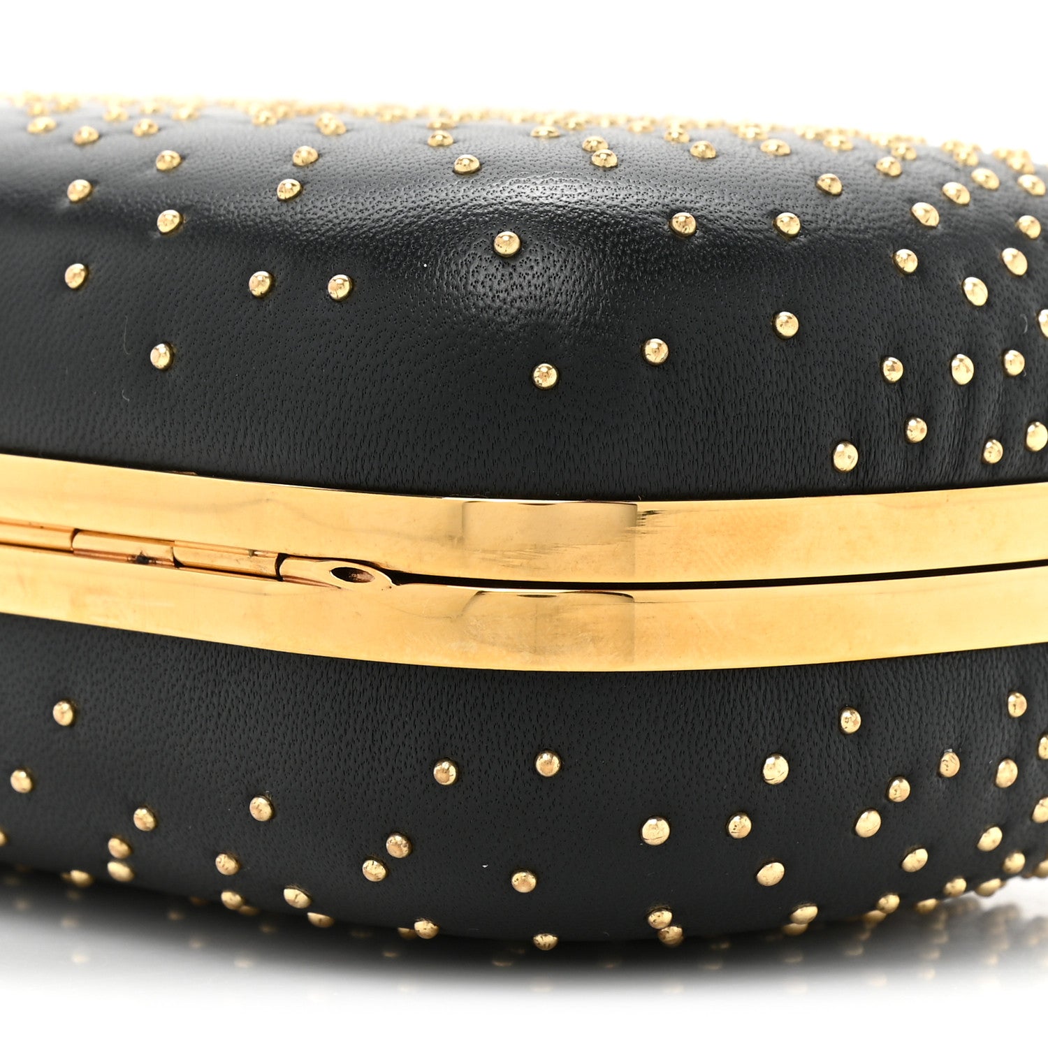 Alexander McQueen Crystal Nappa Queen and King Skull Box Chain Clutch Black Gold 8 of 9