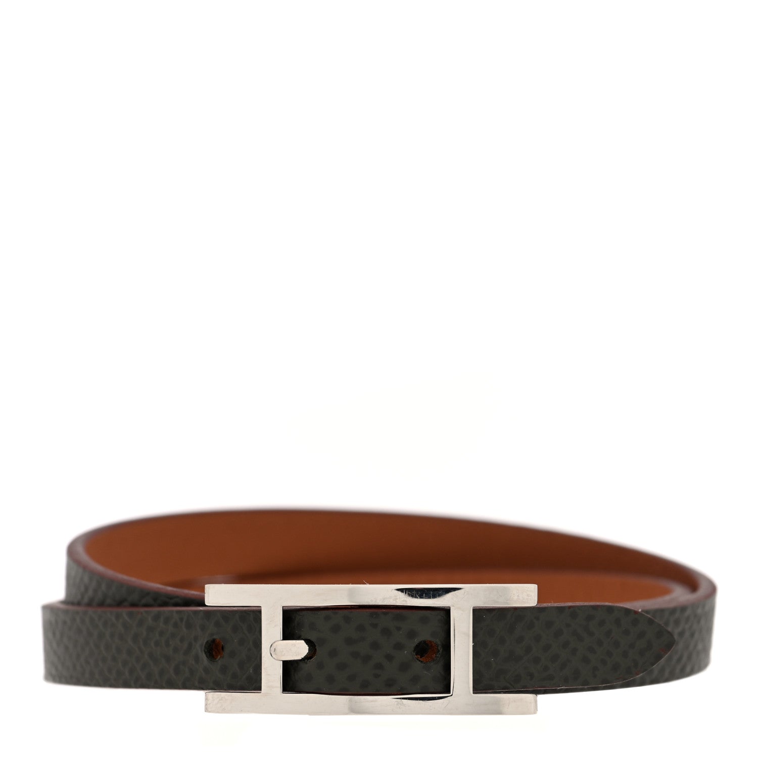 Hermes Epsom Hapi 3 MM Triple Tour Wrap Bracelet S Etain 1 of 4
