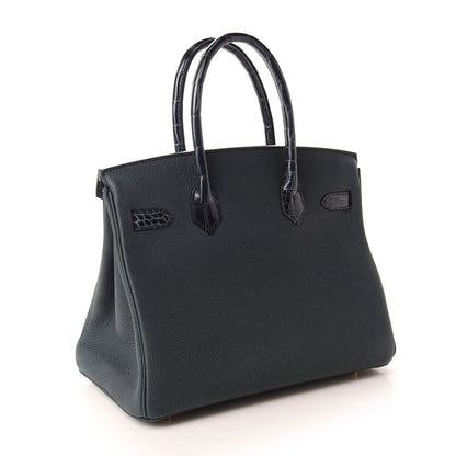Hermes Togo Shiny Niloticus Crocodile Birkin Touch 30 Vert Rousseau 3 of 36