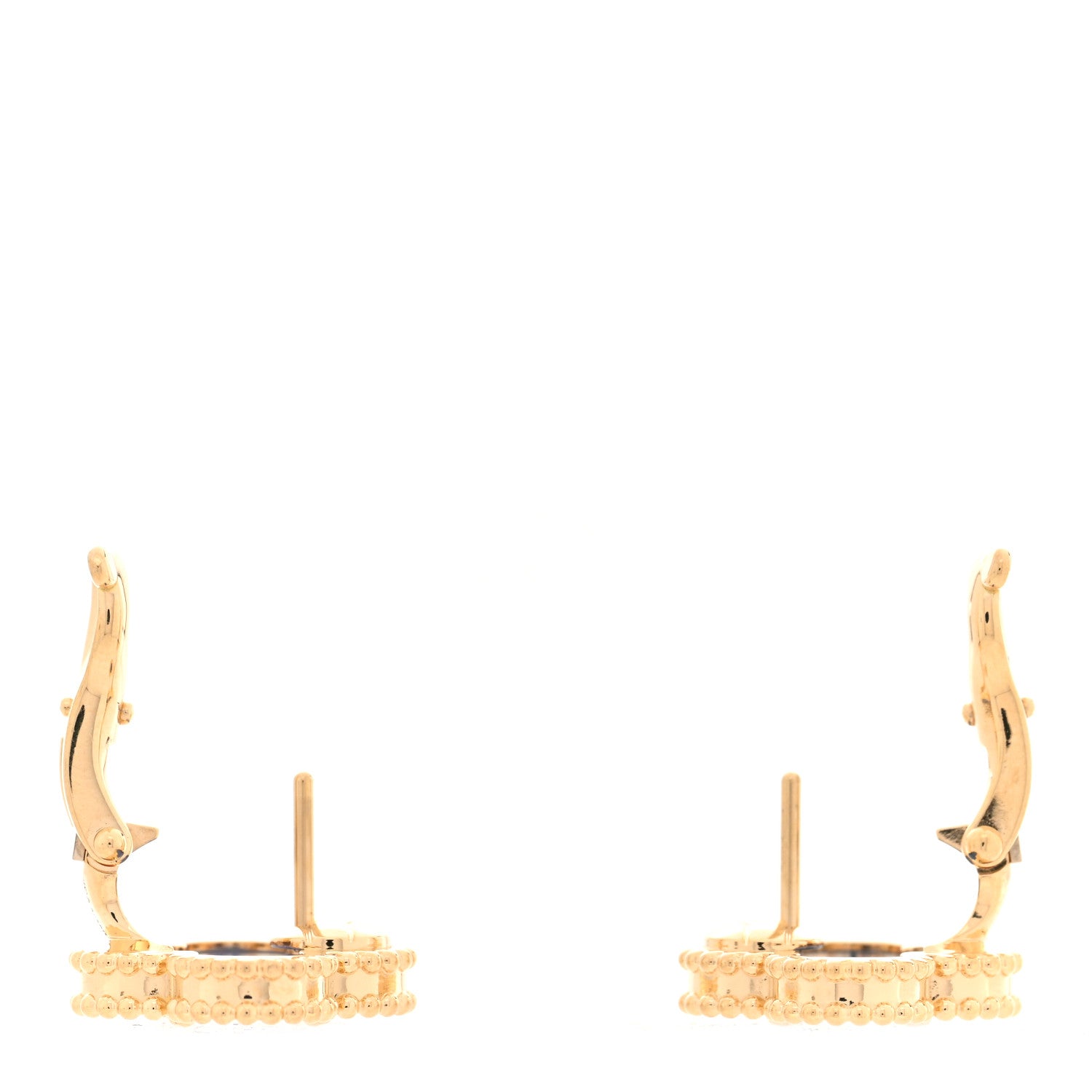 Van Cleef & Arpels 18K Yellow Gold Blue Agate Vintage Alhambra Earrings 3 of 5
