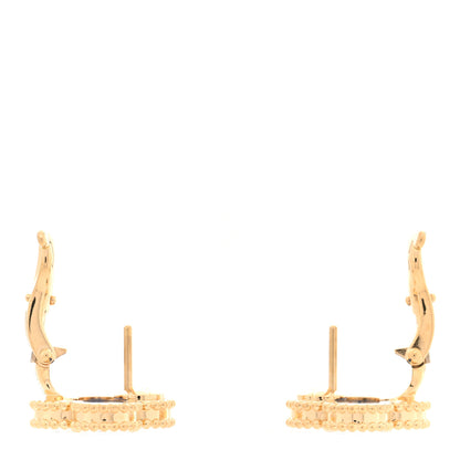 Van Cleef & Arpels 18K Yellow Gold Blue Agate Vintage Alhambra Earrings 3 of 5