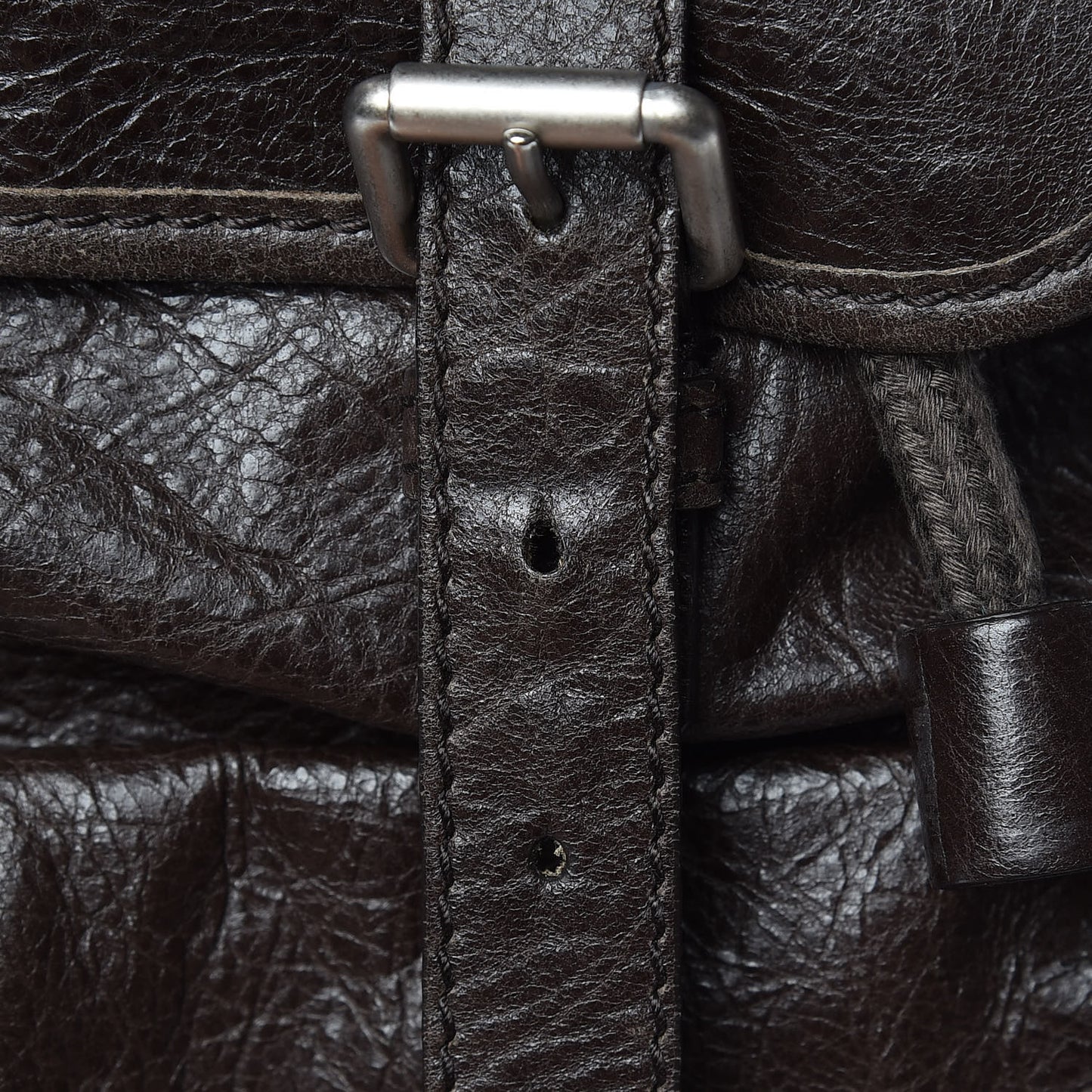 Agneau Classic Silver Hardware Traveler Backpack Dark Brown