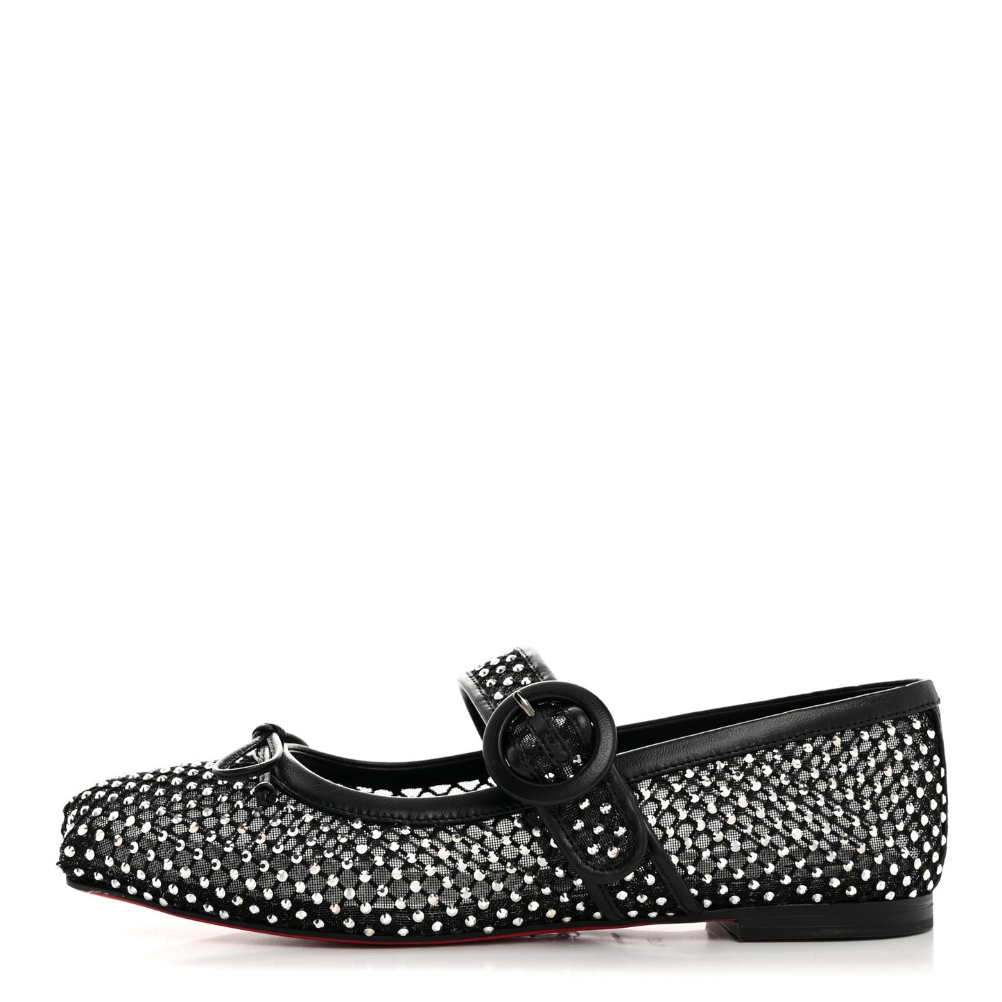 Crystal Mamastrapitina Strass Mesh Ballerina Flats 37.5 Black