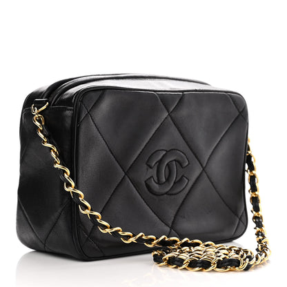 Chanel Lambskin Quilted CC Tassel Camera Case Black 3 of 13