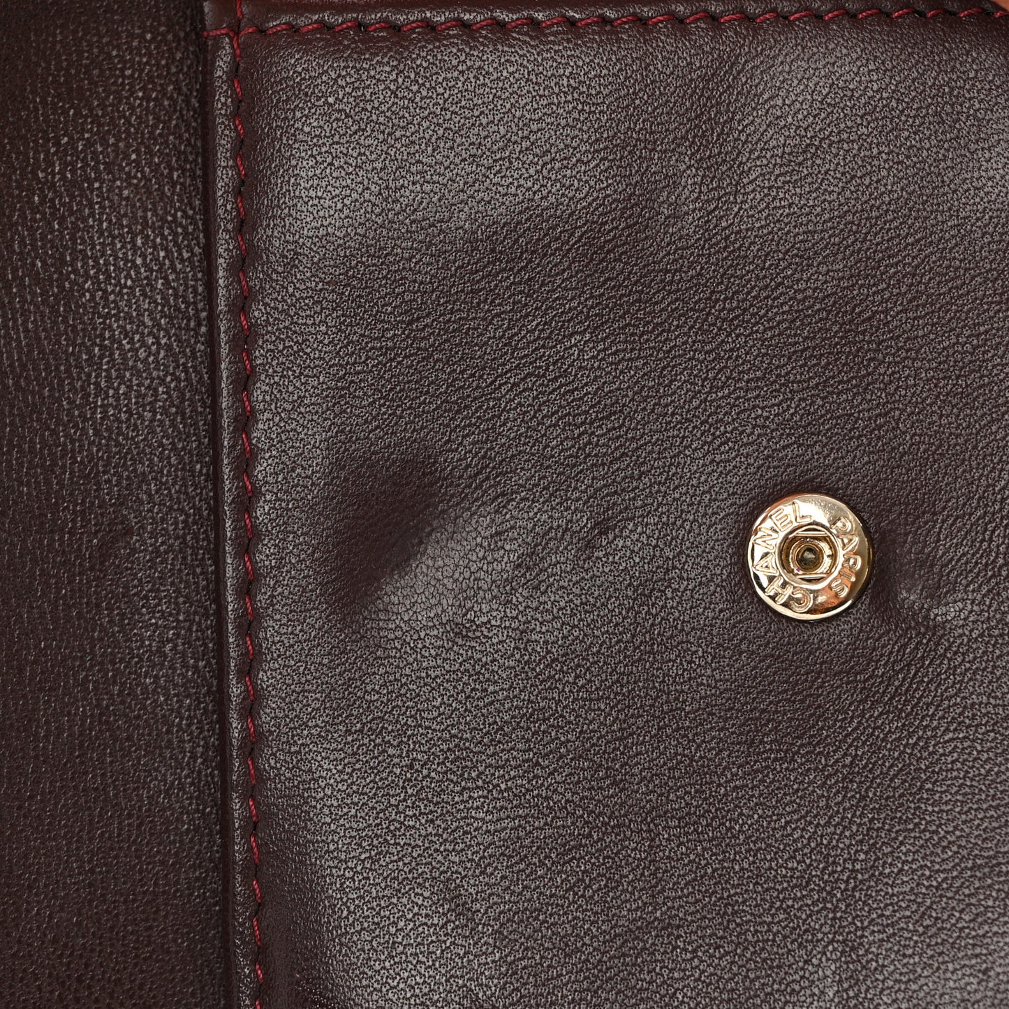 Lambskin Quilted Compact Flap Wallet Black