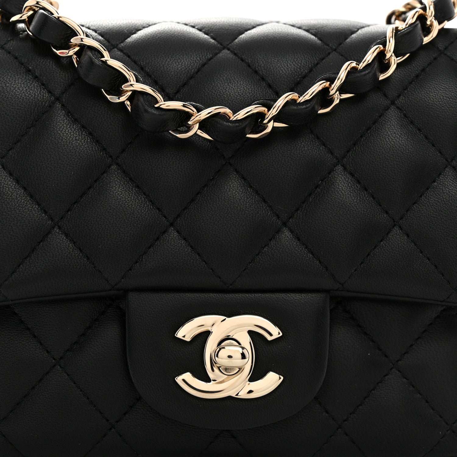 Chanel Lambskin Quilted Mini Square Flap Black 8 of 10