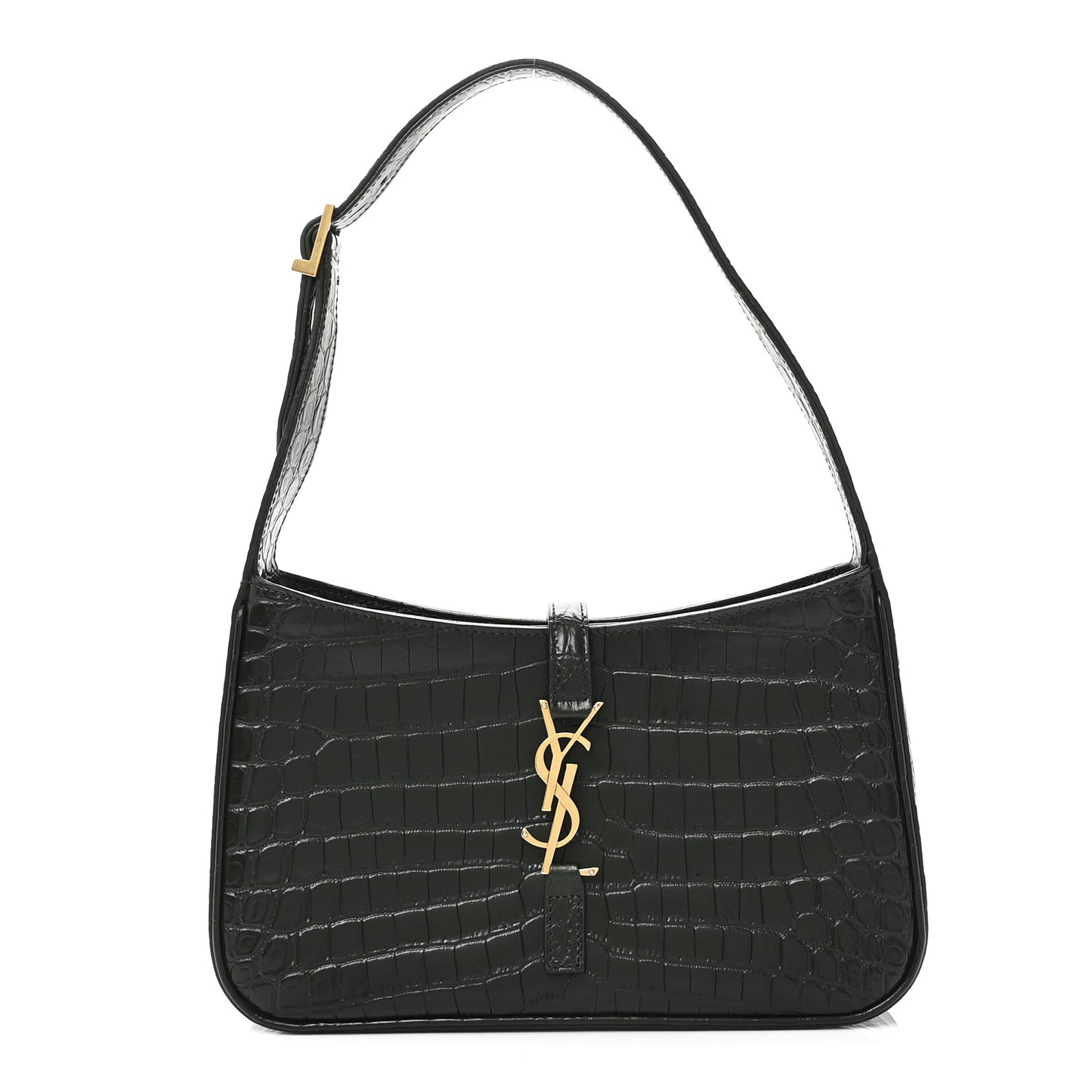 Calfskin Crocodile Embossed Le 5 A 7 Hobo Dark Green Bottle
