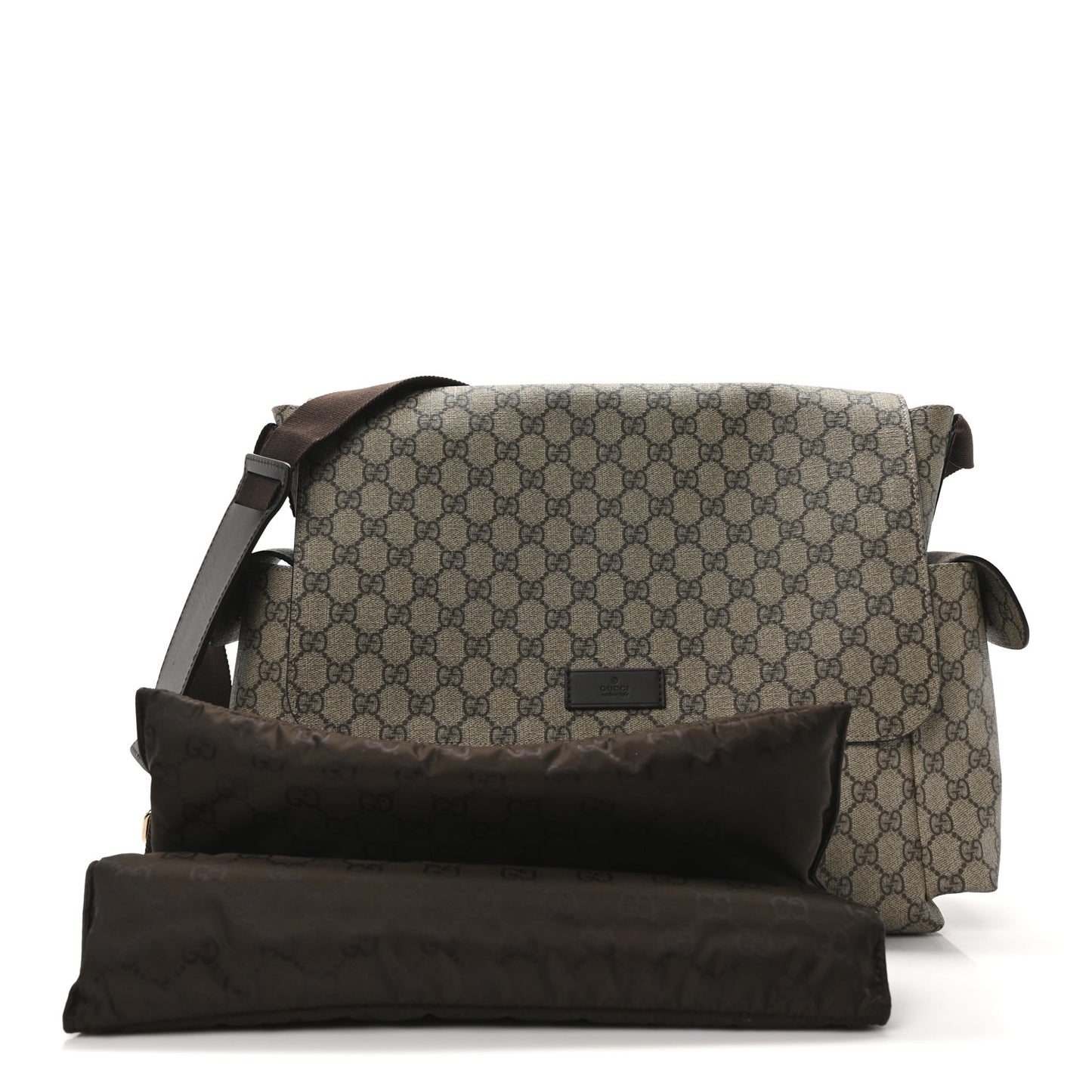 GG Plus Monogram Messenger Diaper Bag Dark Brown