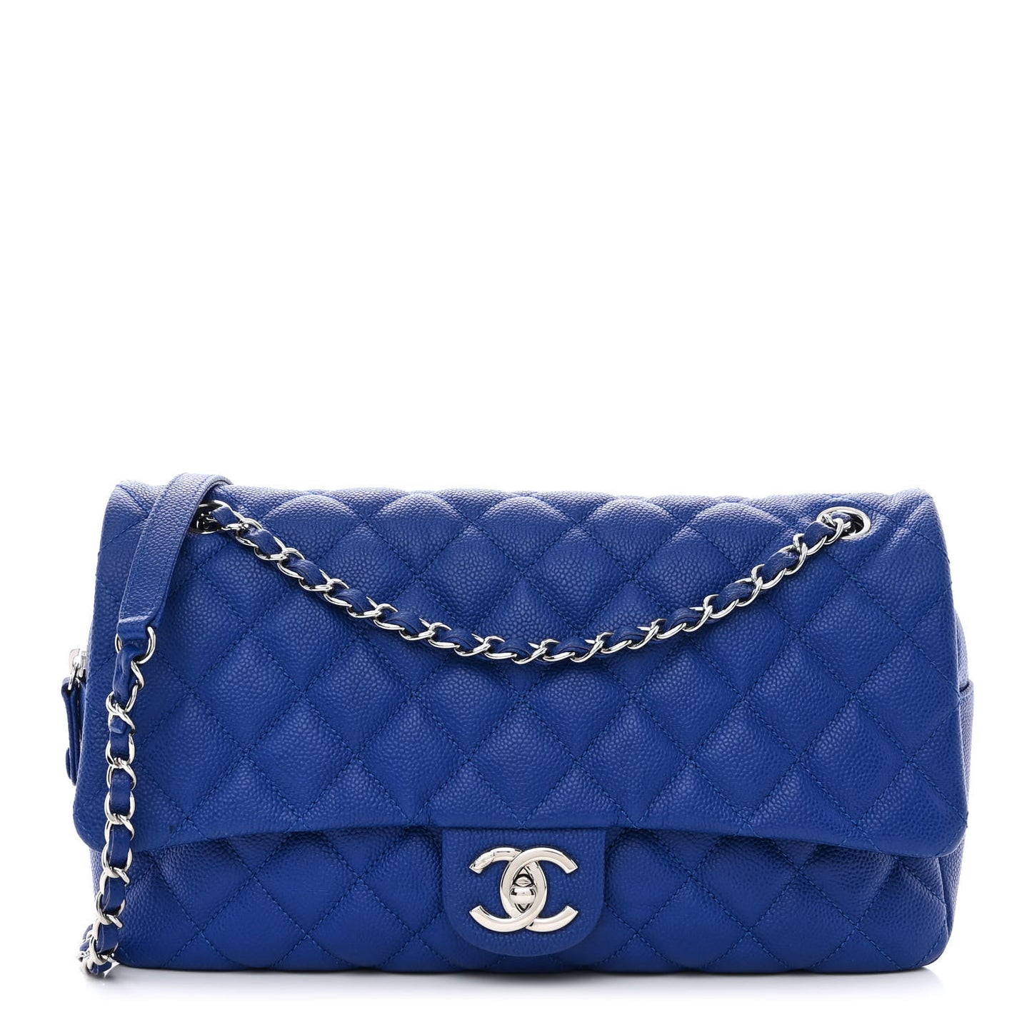Caviar Quilted Jumbo Easy Flap Blue