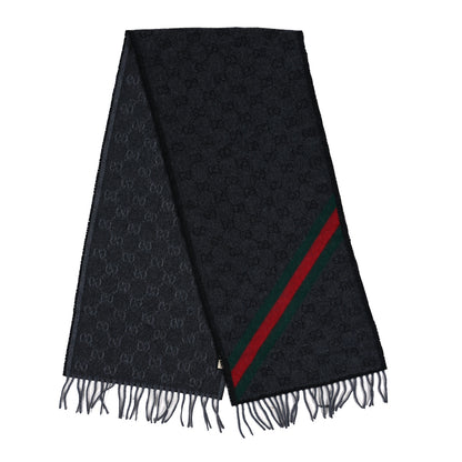 Gucci Wool Angora Monogram Web New Nikky Scarf Lead Dark Green 2 of 3