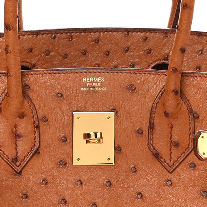 Hermes Ostrich Birkin 30 Gold 6 of 11