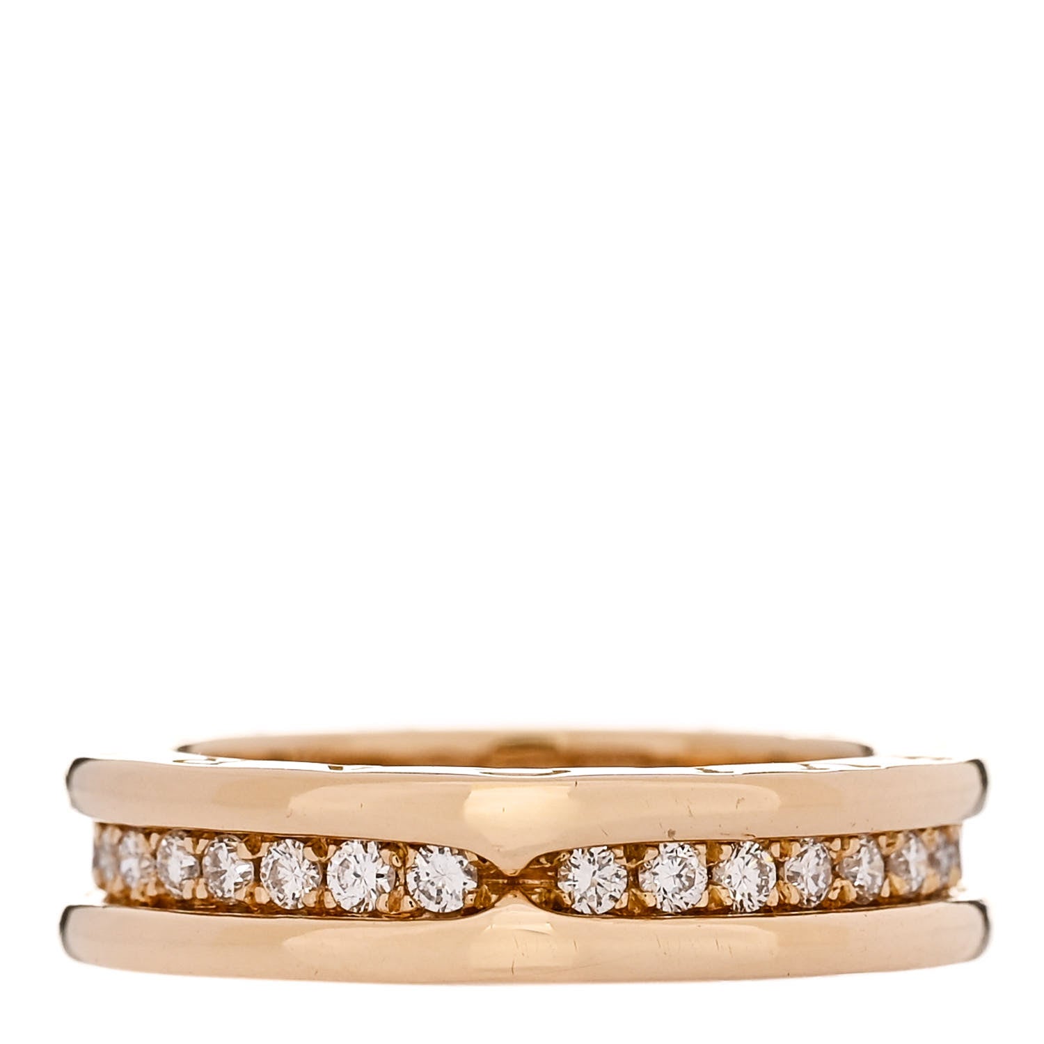 Bulgari 18K Yellow Gold Diamond B.Zero1 One-Band Pave Ring 50 5.5 1 of 4