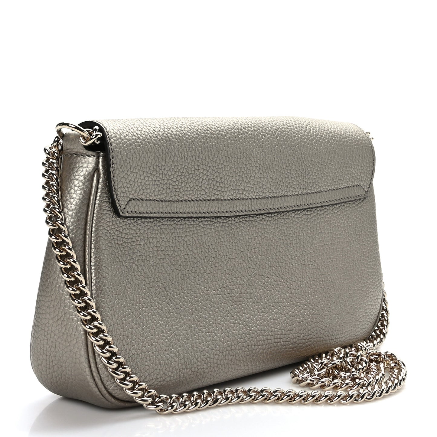 Metallic Pebbled Calfskin Medium Soho Flap Crossbody Golden Beige