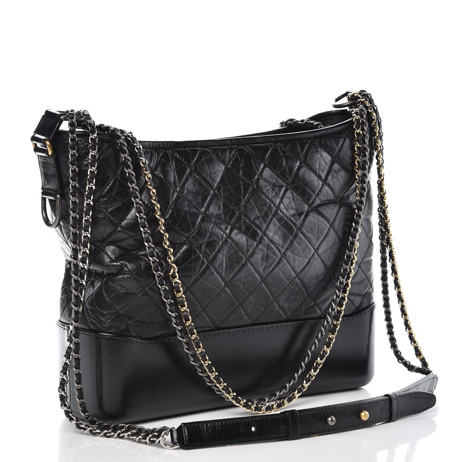 Chanel Aged Calfskin Quilted Large Gabrielle Hobo Black 4 of 9