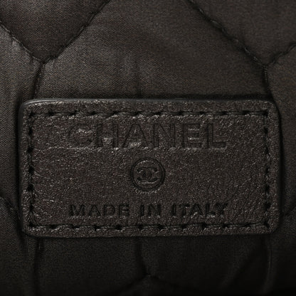 Chanel Sheepskin Chevron Quilted Medium Cosmetic Case Dark Silver 6 of 8
